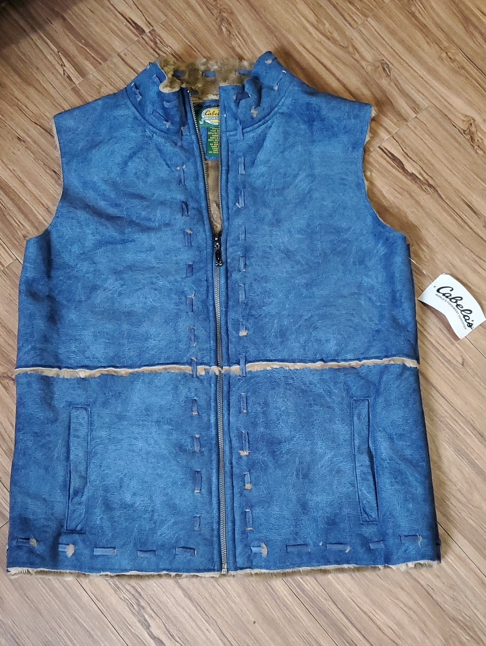 Cabela's Blue Womens Faux-Shearling Zip Vest
